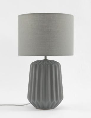 Geometric Table Lamp, Grey, 38x23x23cm