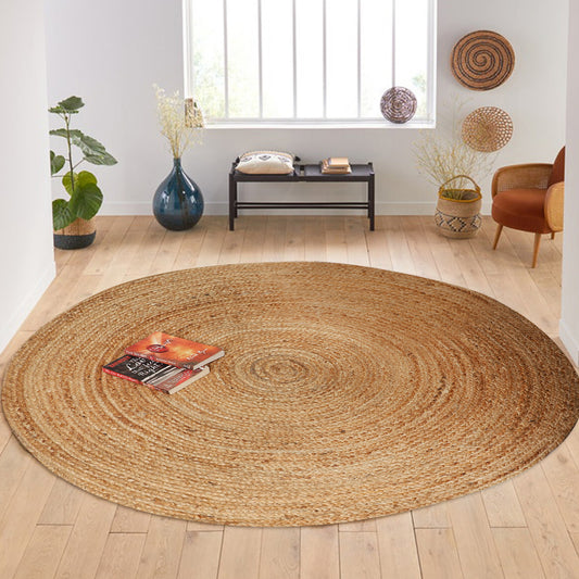 Juna Solid Colour Hand Woven Hand Knotted Natural Area Rug, 120cm