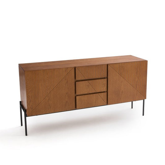 Lodge Vintage-Style 2-Door, 2-Drawer Oak Veneer Sideboard, 74x154.5x42cm