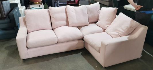 Pink Linen Right Hand Corner Sofa, 175x240x95cm