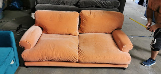 Orange Velvet 2 Seater Sofa - 175cm