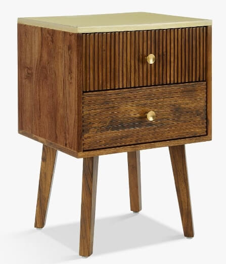 PADMA 2 DRAWER BEDSIDE TABLE IN
 BROWN/BRASS