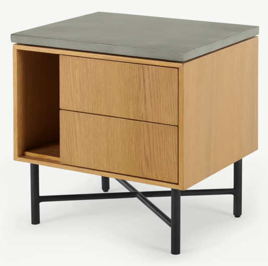 MADE.COM DARA BEDSIDE TABLE IN OAK AND CONCRETE