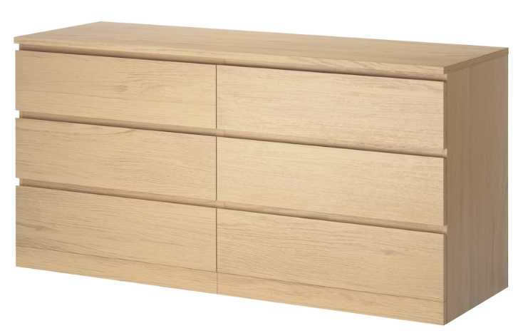 Large 6 Drawers Natural Chest of Drawers, 48x160x78cm