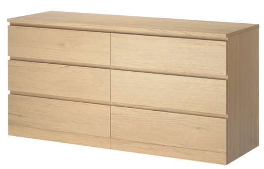 Large 6 Drawers Natural Chest of Drawers, 48x160x78cm
