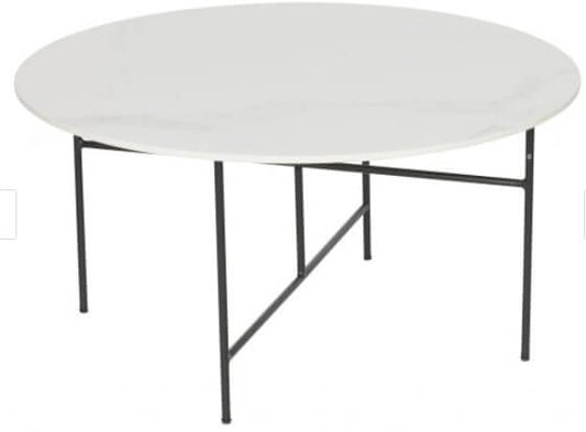 Vida coffee table with marble look tabletop white 40xø80cm