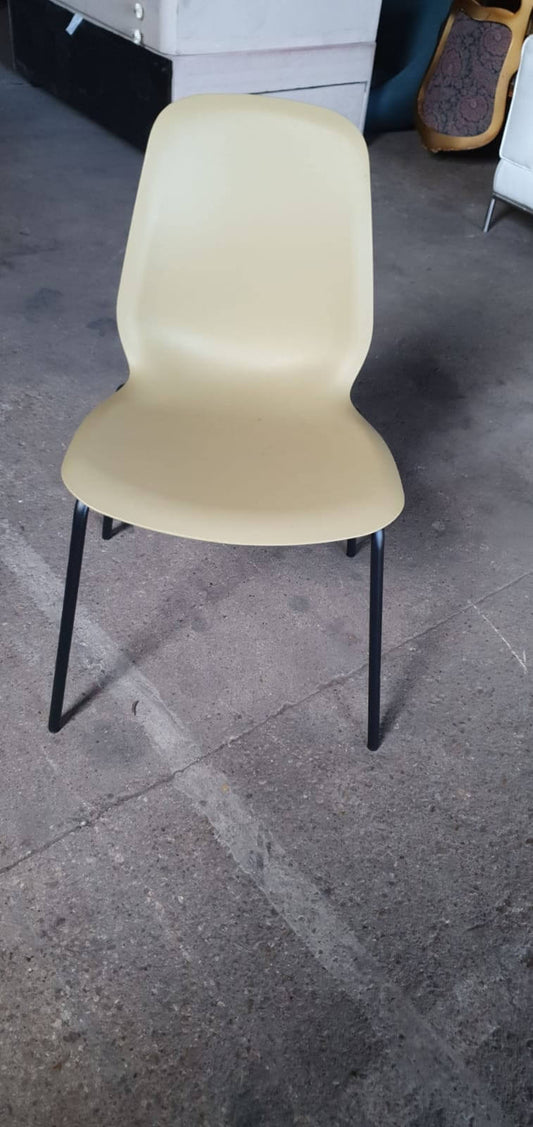 Pale Yellow Plastic Dining Chair, 45 x 45 x 82cm