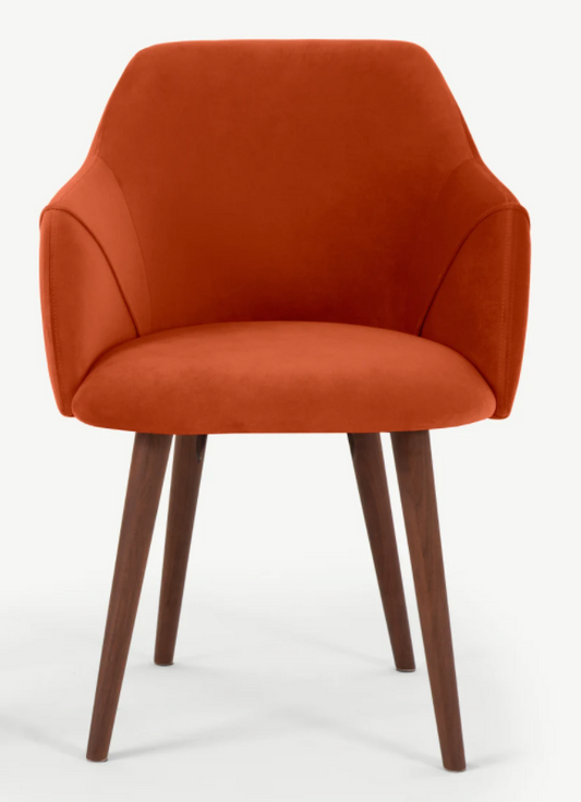Made.com Lule Carver Dining Chairs, Flame Orange Velvet