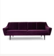 NORTON FOUR SEATER SOFA IN AUBERGINE VELVET, 90x230x65cm