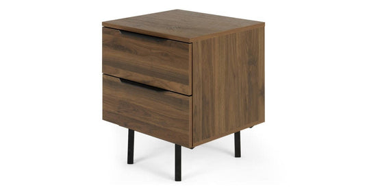 Made.com Set of 2 Damien Bedside Tables, Walnut & Black, 52x45x61cm