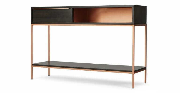 Made.com Anderson Console Table, Mocha Mango Wood and Copper, 120x34x80cm