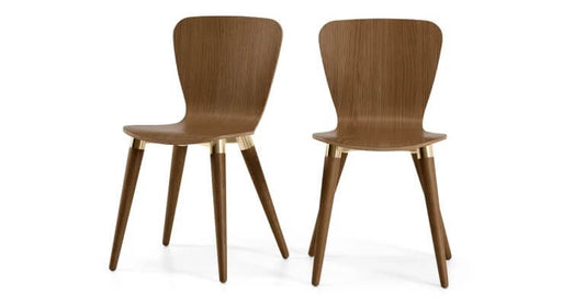 Made.com Set of 2 Edelweiss Dining Chairs, Walnut and Brass, 49 x 50 x 82cm