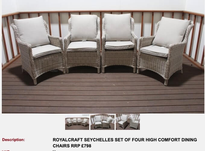 ROYALCRAFT SEYCHELLES SET OF FOUR HIGH COMFORT DINING CHAIRS RRP