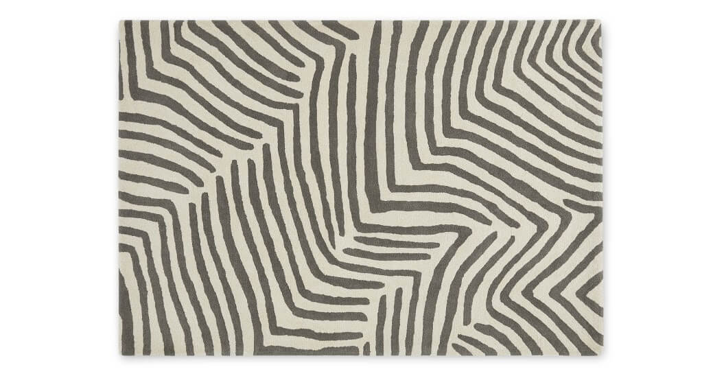 MADE.COM LARKIN LARGE HAND TUFTED WOOL RUG IN ECRU AND WARM GREY: SIZE 160 X 230CM - RRP £299