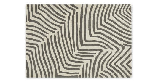 MADE.COM LARKIN LARGE HAND TUFTED WOOL RUG IN ECRU AND WARM GREY: SIZE 160 X 230CM - RRP £299