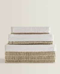 Rectangular Fabric-Lined Basket