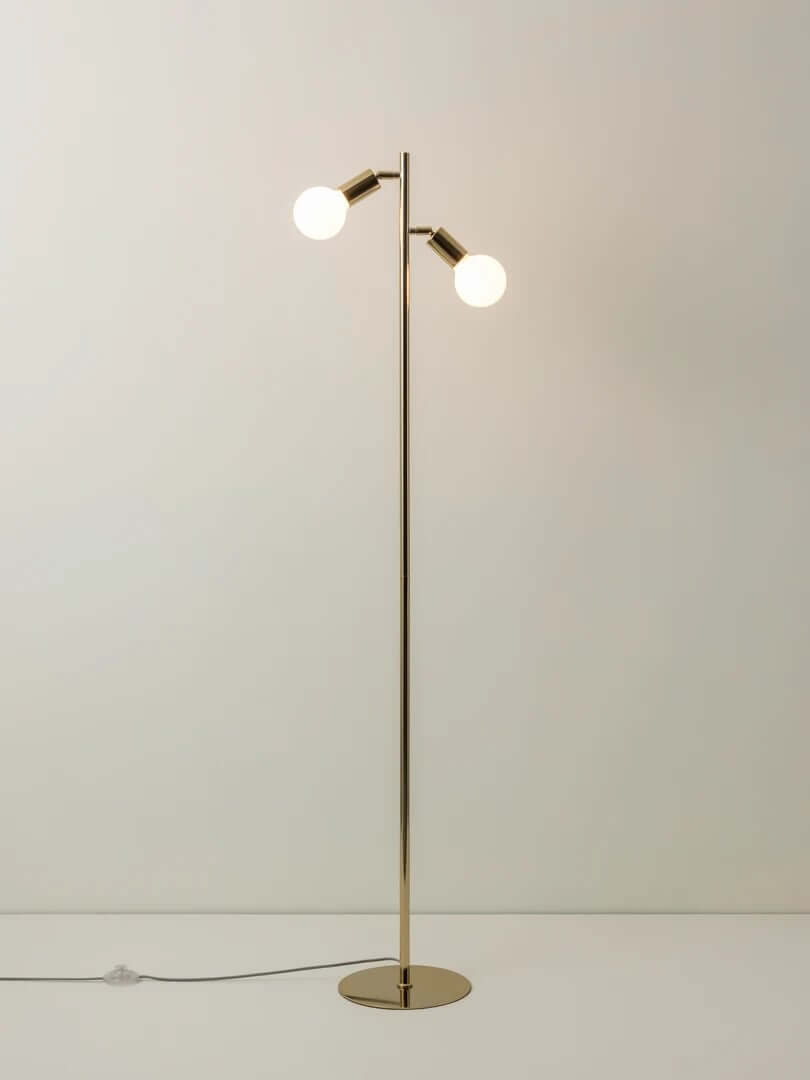 Lever - 2 light brass task floor lamp, 33x155cm