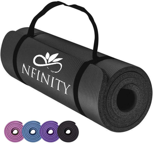 RMK Yoga Mat NBR Exercise Fitness Foam Extra Thick Non-Slip Large Padded High Density for Pilates gymnastics stretching Fitness & Workout with Free Carry Strap