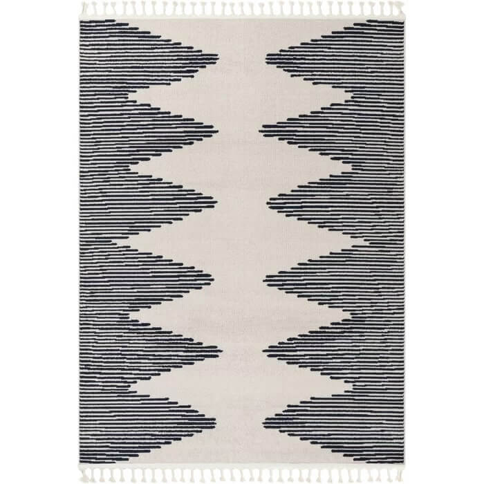 Loop-De-Loop Zipped Ivory/Blue Rug, 220x67cm