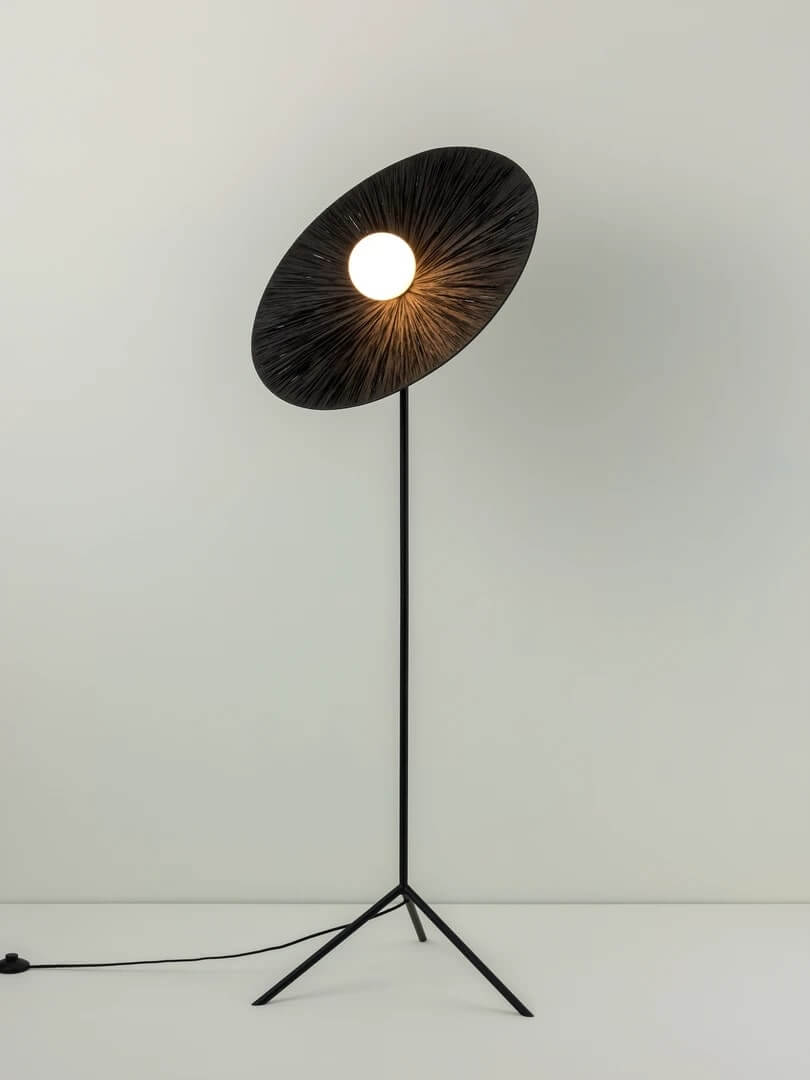 Ridotti - 1 light black raffia floor lamp, 60x60x160cm