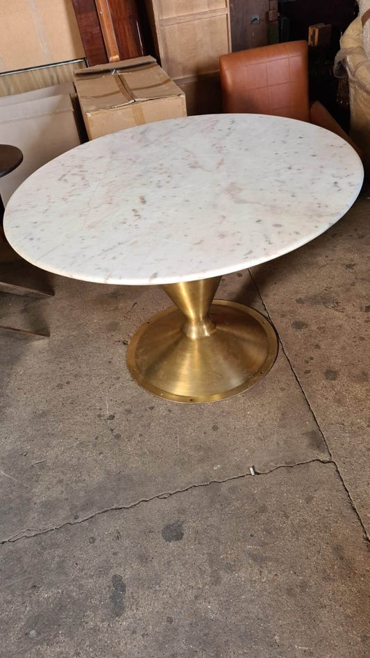 Marble & Brass Dining Table, 110x110x75cm