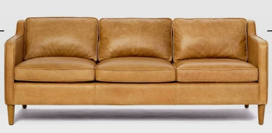 West Elm Hamilton Leather Sofa, 91x206x80cm