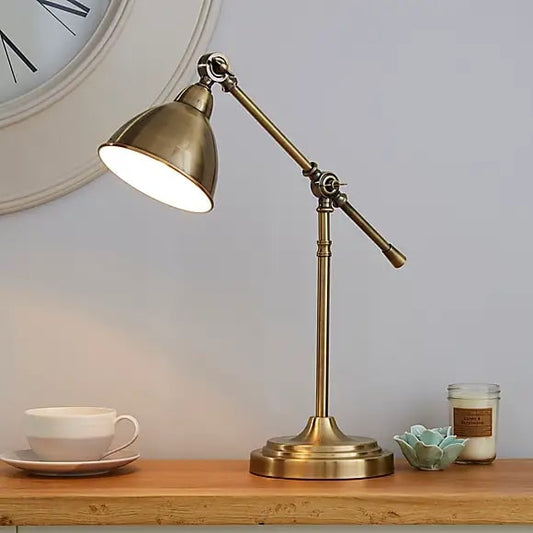 Lever Arm Desk Lamp Antique Brass