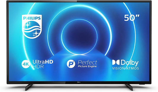 Philips 50PUS7505/12 50-Inch TV (4K UHD TV, P5 Perfect Picture Engine, HDR 10+ Supported, Smart TV, Dolby Vision, Dolby Atmos, Freeview Play, 3 x HDMI, 2 x USB) - Glossy Black (2020/2021 Model) [Energy Class G]