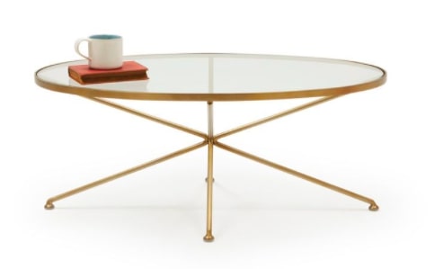 Loaf Brass Oval Coffee Table, 65x100x40cm