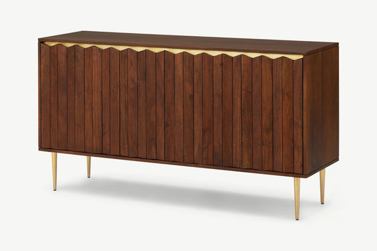MADE.COM TALIN WIDE SIDEBOARD IN WALNUT STAIN ACACIA WOOD AND BRASS, 40x140x76cm