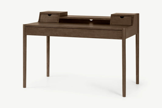 MADE.COM LEONIE WIDE DESK IN DARK STAIN OAK, 68x121x87cm