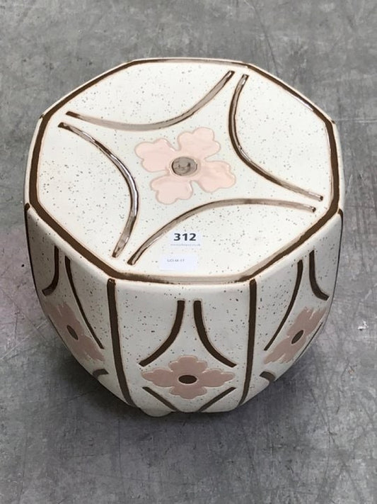 OCTAGON DESIGNED CERAMIC SIDE TABLE IN BROWN AND BEIGE, 0x36.6x36.8cm
