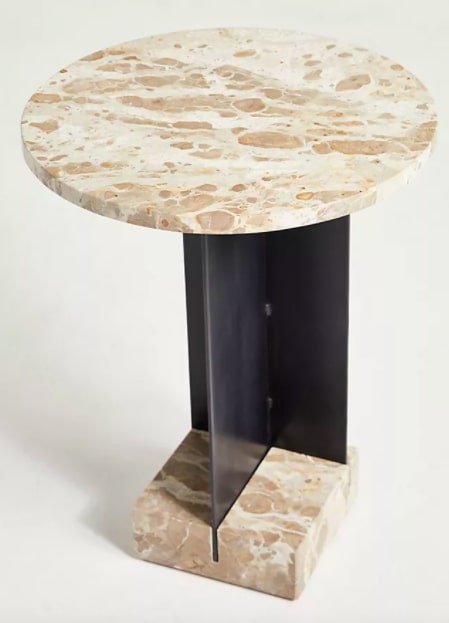 SMALL ROUND TOPPED MARBLE SIDE TABLE