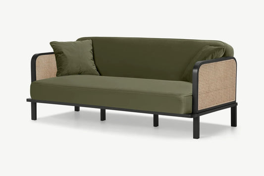 MADE.COM TORKIO CLICK CLACK SOFA BED IN SYCAMORE GREEN VELVET, 92x194x80cm