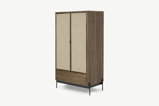 MADE.COM Balmore Double Wardrobe, Walnut & Hessian, 59x93x172cm