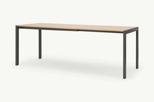 MADE.COM SWIFT 4-8 SEATER EXTENDING DINING TABLE IN OAK AND GREY, 80x126x75cm