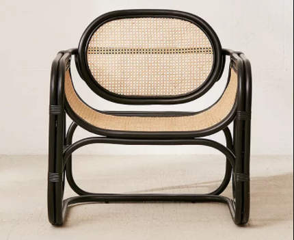 MARTE OCCASIONAL LOUNGE RATTAN STYLE CHAIR IN NATURAL AND BLACK, 81.28 x 71.75 x 87cm