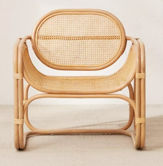 MARTE OCCASIONAL LOUNGE RATTAN STYLE CHAIR IN NATURAL WOOD FINISH, 81.28 x 71.75 x 87cm