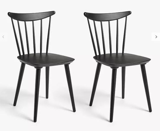 PAIR OF JOHN LEWIS & PARTNERS SPINDLE
 DINING CHAIRS IN BLACK