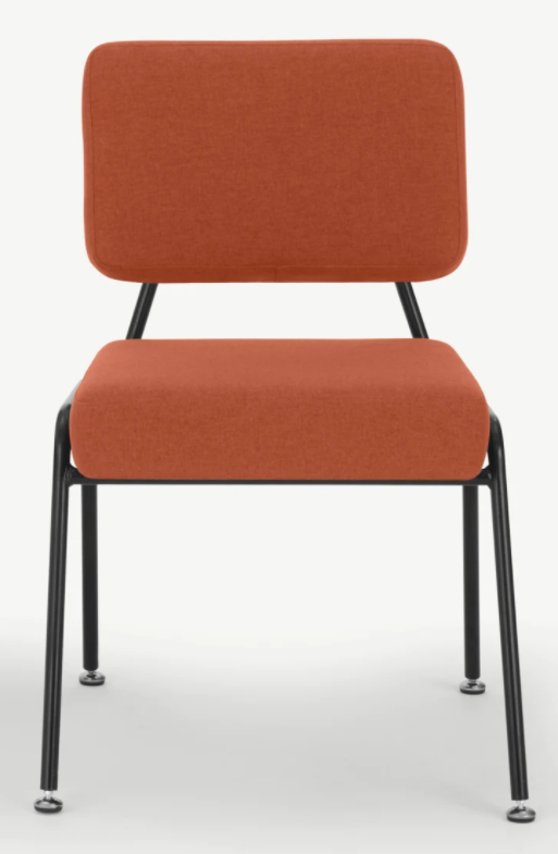 MADE.COM KNOX UPHOLSTERED DINING CHAIRS IN BURNT ORANGE FABRIC AND BLACK, 63 x 56 x 80cm