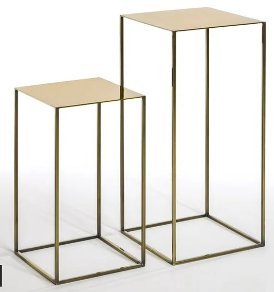 LA REDOUTE AM.PM ROMY NESTING SET OF 2 TABLES IN LACQUERED METAL FINISH, 41.5x41.5x79.5cm