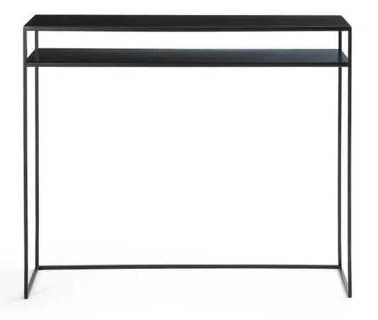 LA REDOUTE HIBA 2 TIER METAL CONSOLE TABLE IN BLACK, 30x90x75cm