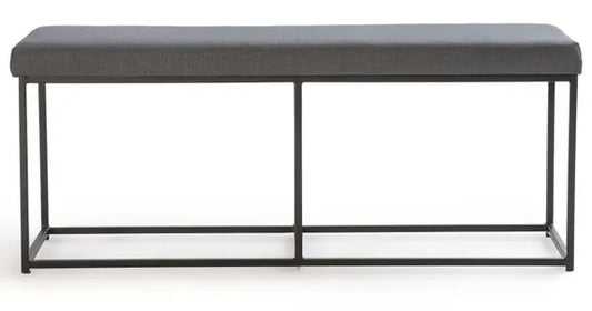 LA REDOUTE UPHOLSTERED BENCH SEAT IN GREY FABRIC AND BLACK