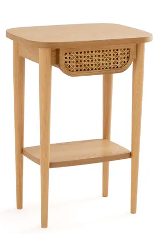 LA REDOUTE BUISSEAU 1 DRAWER CANE BEDSIDE TABLE, 33x45x62cm