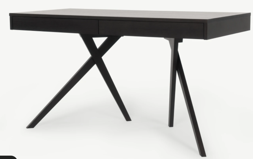 MADE.COM DARCEY 2 DRAWER DESK IN DARK SATIN OAK, 60x130x72cm