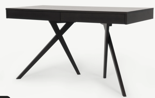 MADE.COM DARCEY 2 DRAWER DESK IN DARK SATIN OAK, 60x130x72cm