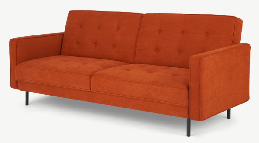 MADE.COM ROSSLYN CLICK CLACK SOFA BED - SEDONA ORANGE, 84x210x82cm