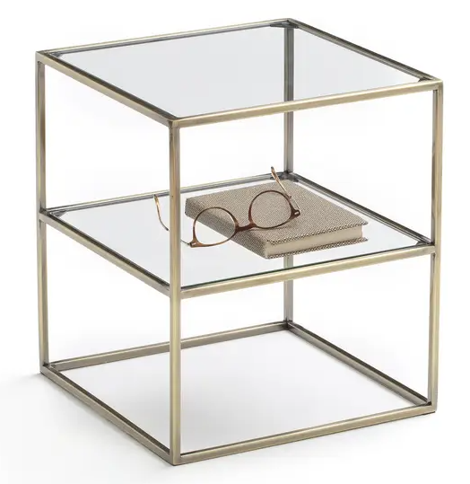 LUXORE DOUBLE-SHELF BEDSIDE TABLE, 35x35x40cm