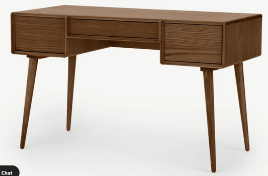 MADE.COM GLENN DESK IN DARK STAIN OAK, 55x125x76cm