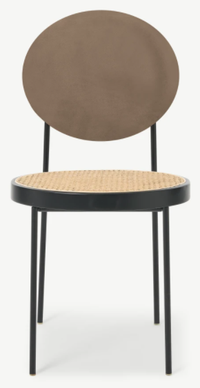 MADE.COM RUMANA DINING CHAIR IN CANE AND GREY VELVET